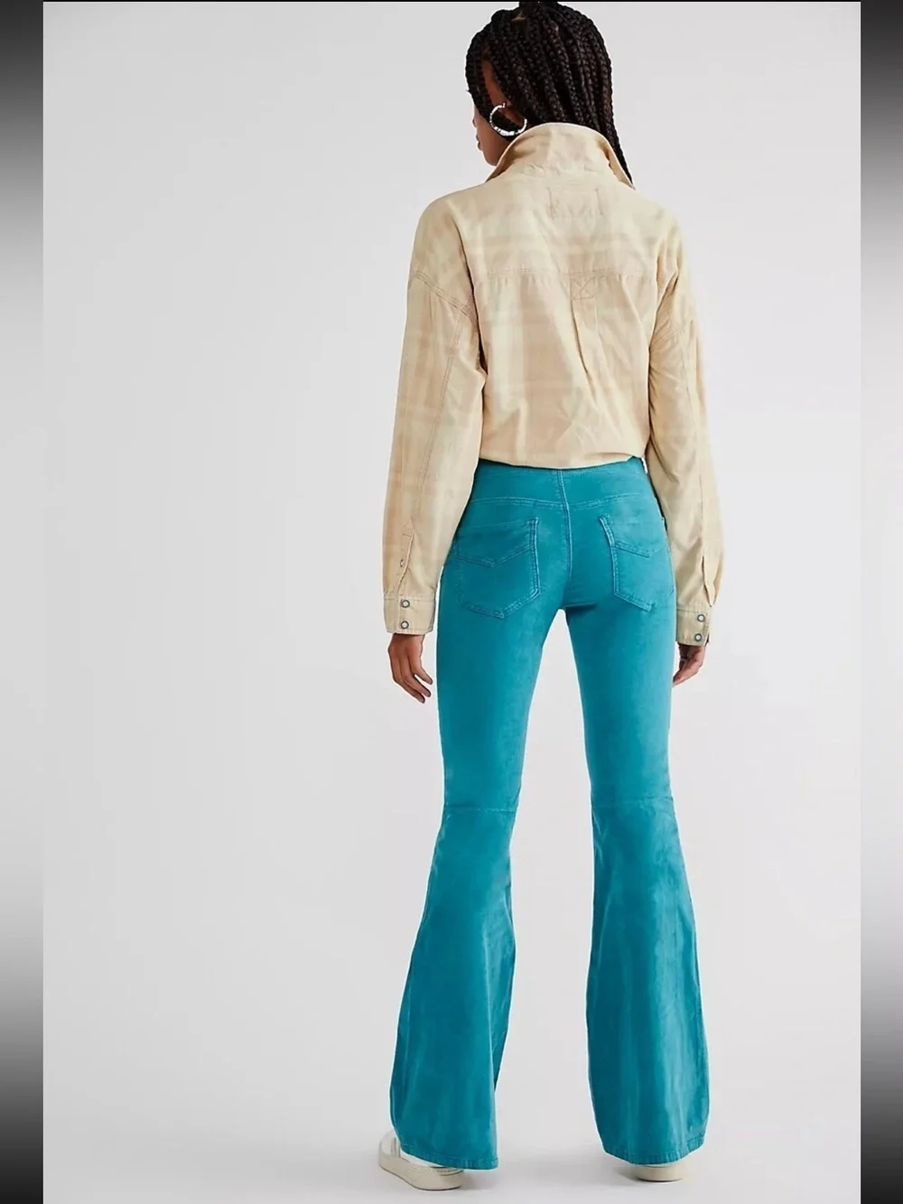 Free People We The Free Shiny Sea Corduroy Bell Bottom Flare Pants 26